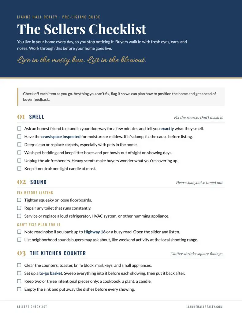 Sellers Checklist: pre-listing guide for Gig Harbor home sellers by Lianne Hall Realty